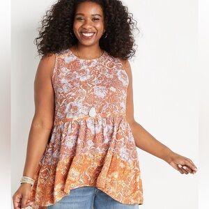 Maurices Floral Babydoll Sleeveless Top